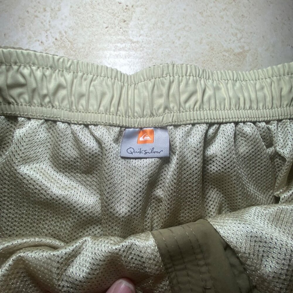 Mens Olive Cargo Swim‎ Shorts With Drawstring Pocket Beach Pool Vacation - Picture 3 of 9